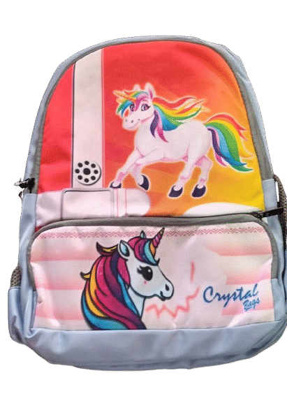 Crystal Bags Unicorn School Backpack for Girls | Lightweight, Colorful Kids Bag with Rainbow Design | Spacious & Durable | Pink & Grey
