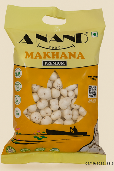 Anand Foods Premium Makhana 250g | Roasted Foxnuts | High Protein, Low Fat, Gluten-Free Super Snack | Healthy Crunchy Snack for All Ages